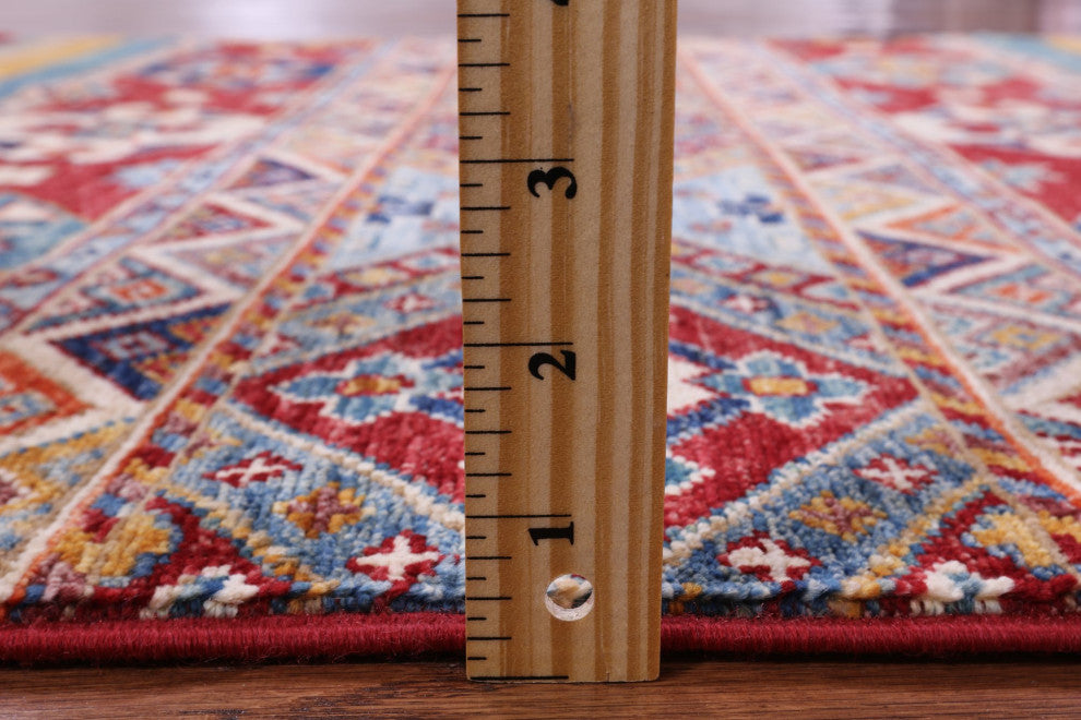 3' Square Super Kazak Khorjin Hand-Knotted Wool Rug Q11052