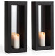 Danya B. Vertical Mirror Pillar Candle Sconces With Metal Frame, Set of 2