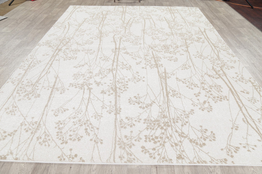 Modern Nature & Floral Turkish Carpet Transitional Area Rug, Beige, 8x10