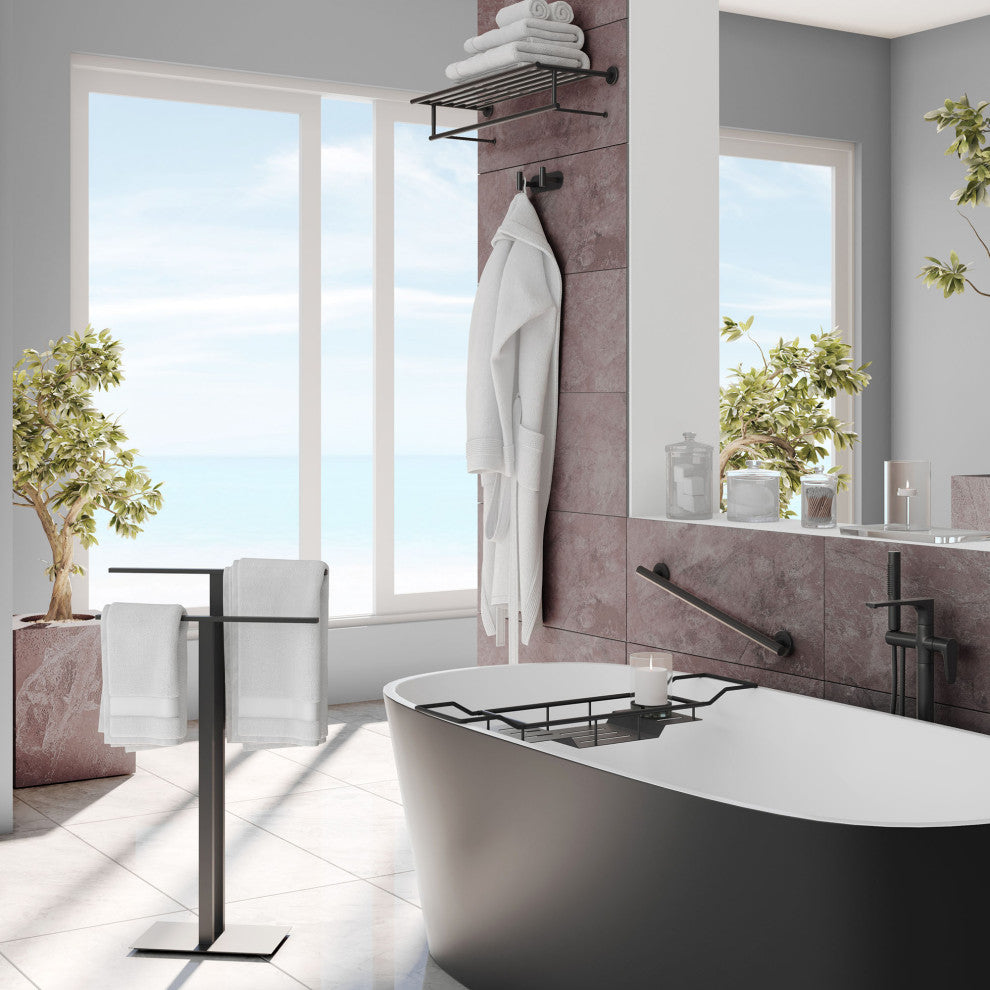 Latitude II Minimalist Towel Rack, Matte Black, 18"