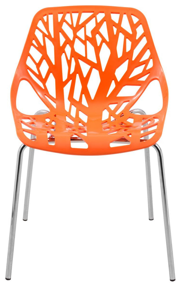 LeisureMod Modern Asbury Dining Chair With Chromed Legs, Set of 4