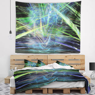 Green Blue Magical Fractal Pattern Abstract Wall Tapestry, 39"x32"