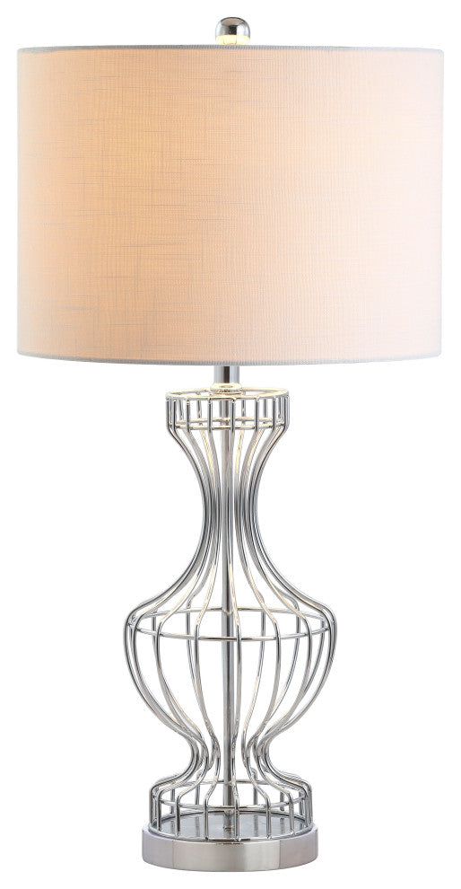 Honore 28" Metal Wire Frame Table Lamp, Chrome