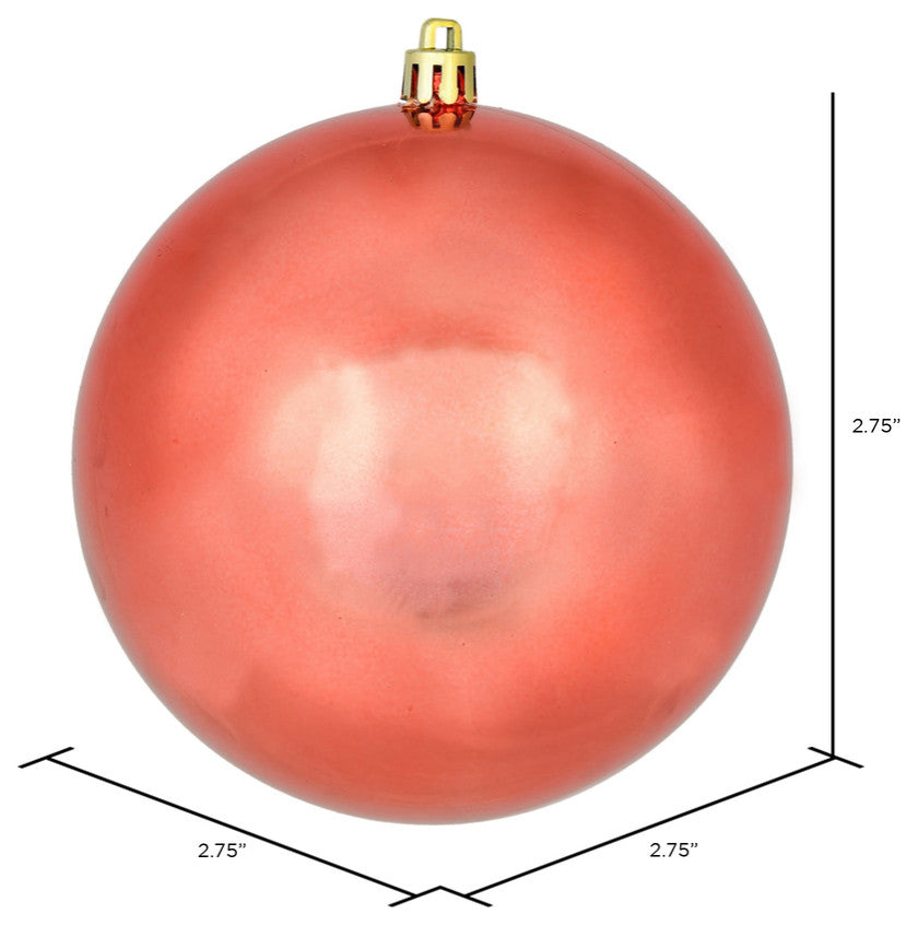 Vickerman 2.75" Coral Shiny Ball Ornament, 12 per Bag