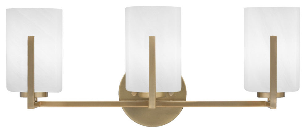 Atlas 3-Light Bath Bar, New Age Brass/White Marble