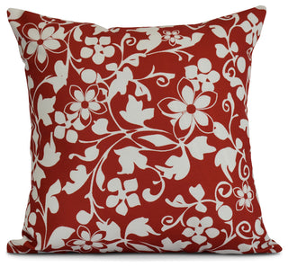 26x26", Evelyn, Floral Print Pillow, Red