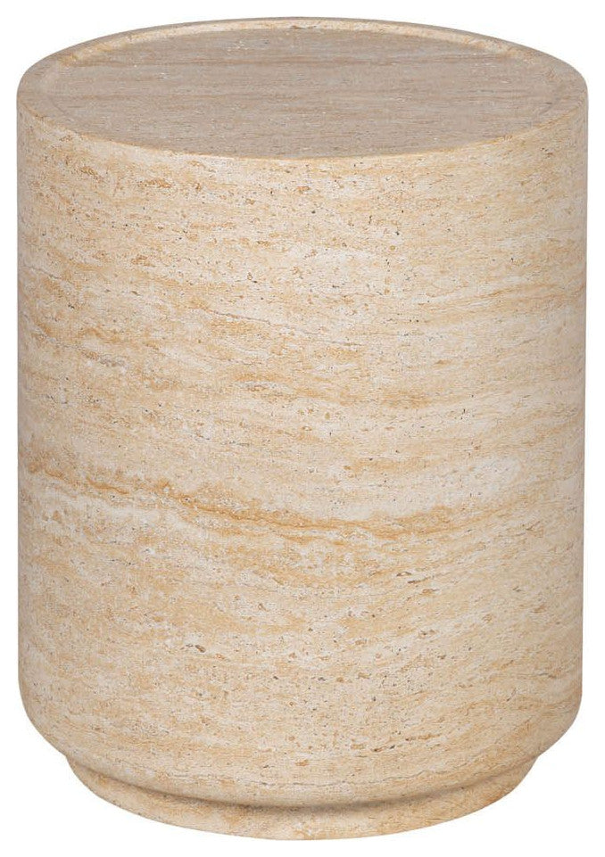 Courtyard Concrete Side Table, Light Travertine