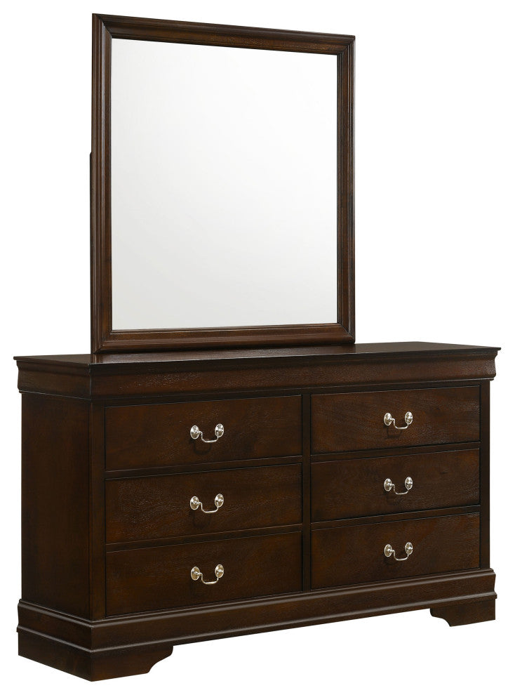 Louis Philippe 6-drawer Dresser With Mirror Cappuccino