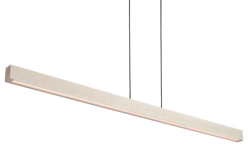 Una LED Linear Pendant 48" White Washed Oak, Uplight/Downlight, 3500K