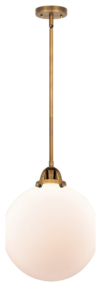 Beacon Mini Pendant, Brushed Brass, Matte White, Matte White