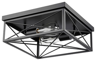 2 Light 13 in. Matte Black Flushmount
