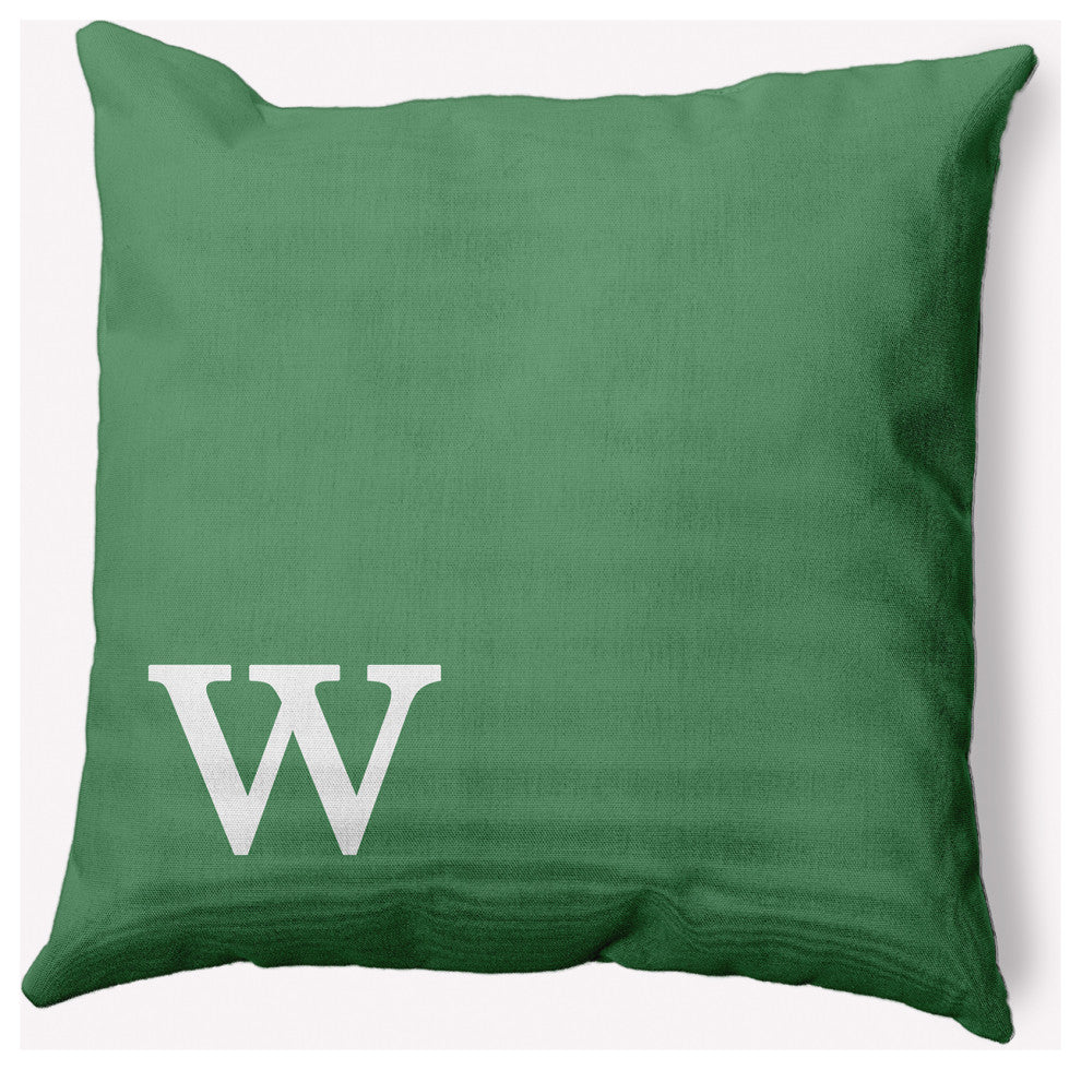 18" x 18" Modern Monogram Indoor/Outdoor Polyester Throw Pillow, Sage