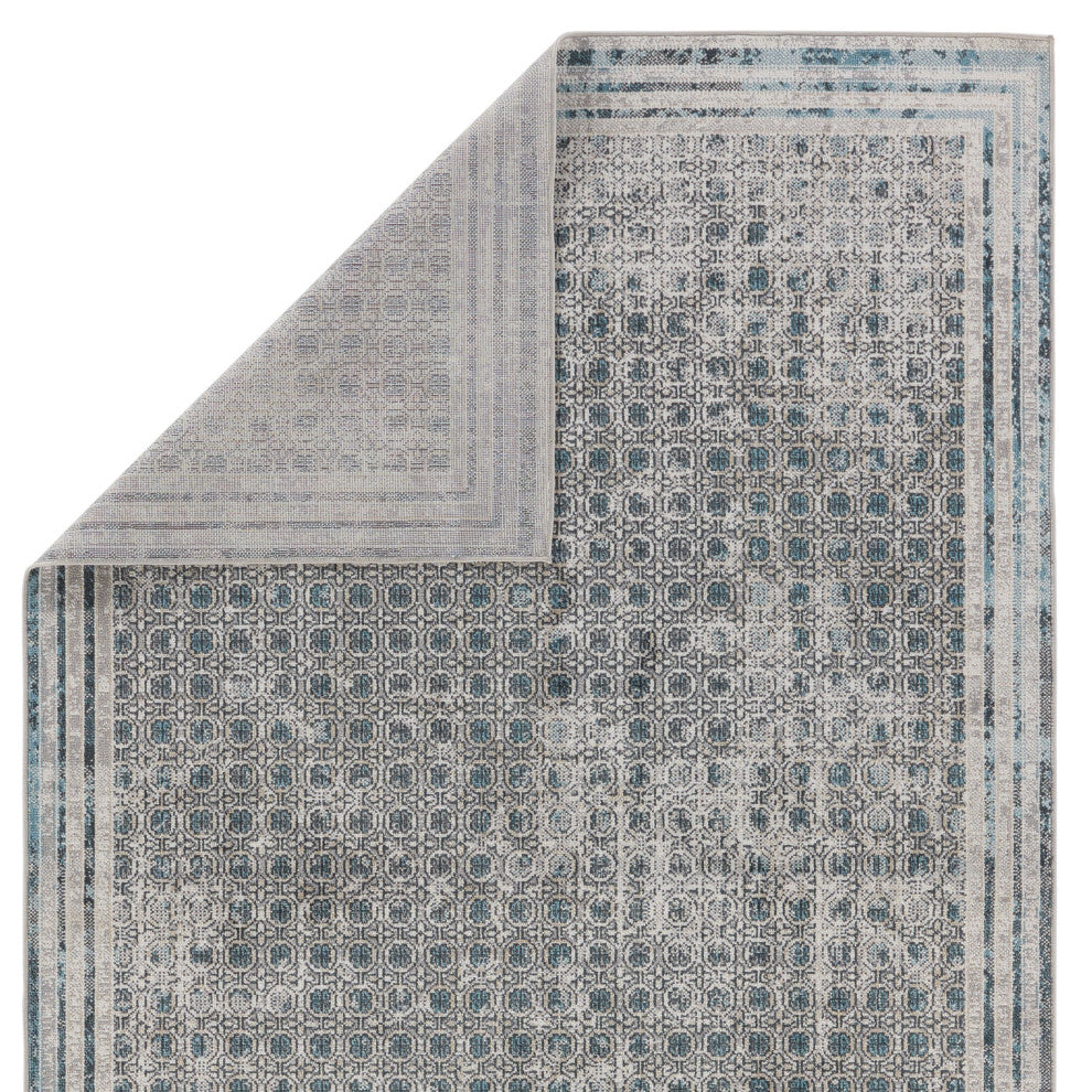 Machine Washable Vibe by Jaipur Living Allora Trellis Light Gray/ Blue Area Rug