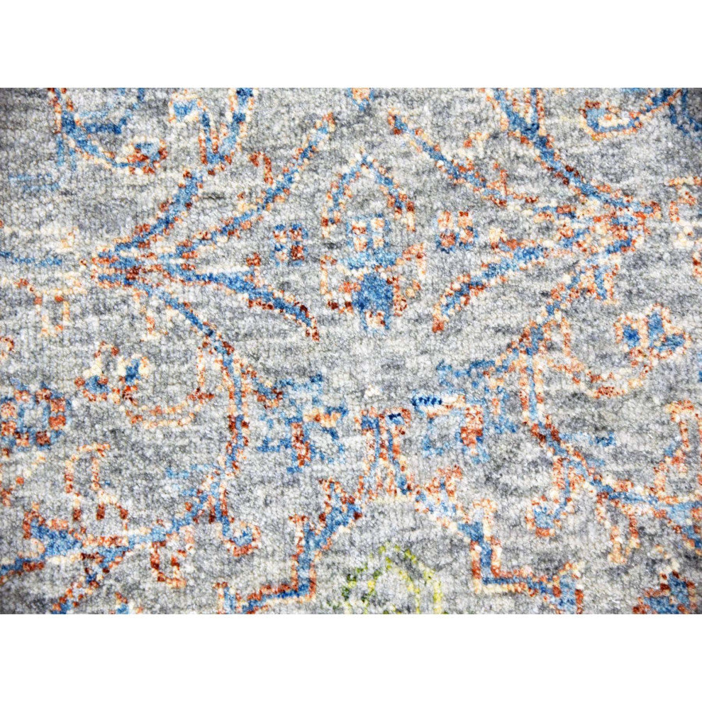 Green,Obscured and Subtle Collection,Hand Knotted, Oriental Rug, 12'x15'2"