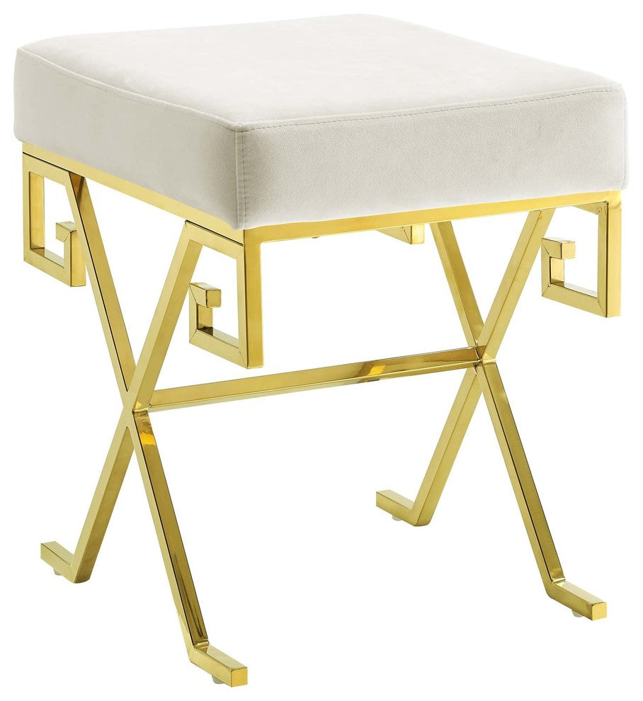 Twist Velvet Bench Gold Ivory