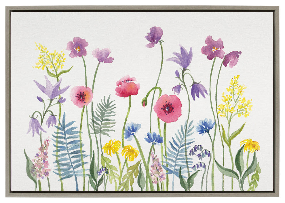 Sylvie Wildflorals Framed Canvas by Patricia Shaw, Gray 23x33