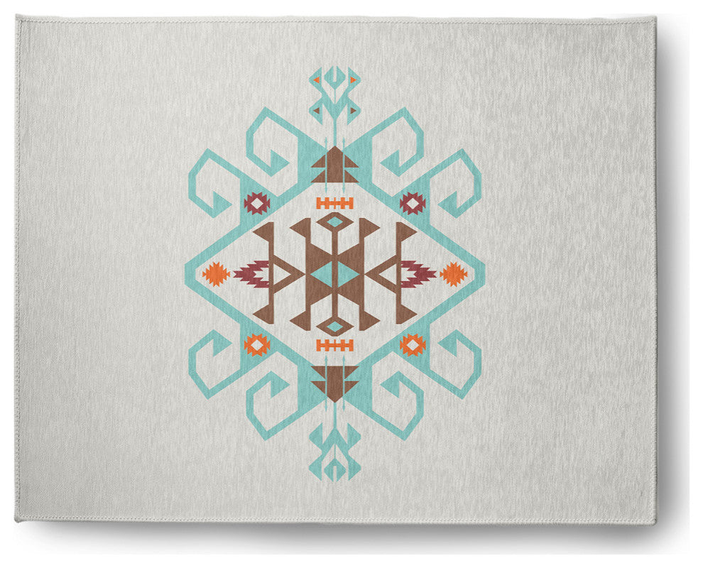 Southwest Medallion Spring Chenille Rug, Light Blue, 8'x10'