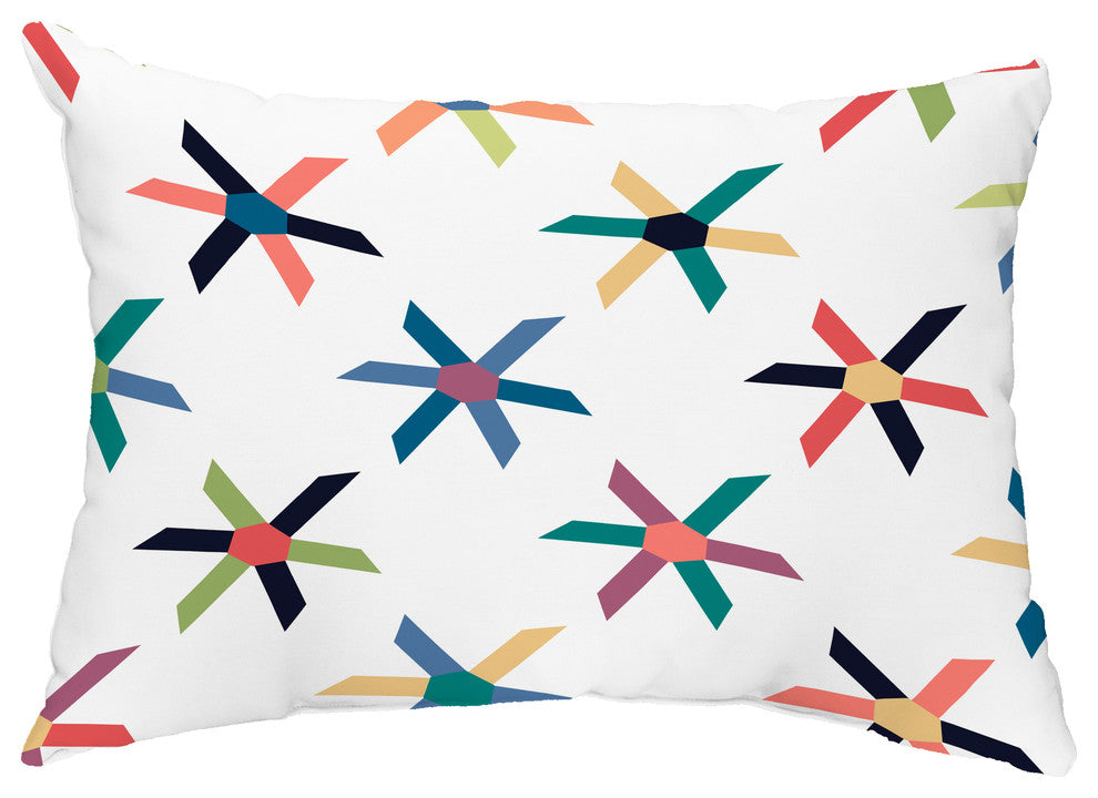 Pinwheel Pop 14"x20" Decorative Abstract Outdoor Pillow, Navy Blue