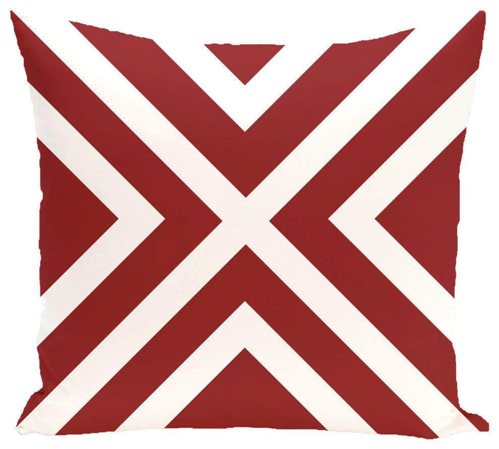 "x" Marks The Spot Stripes Print Outdoor Pillow, Cardinal , 20"x20"
