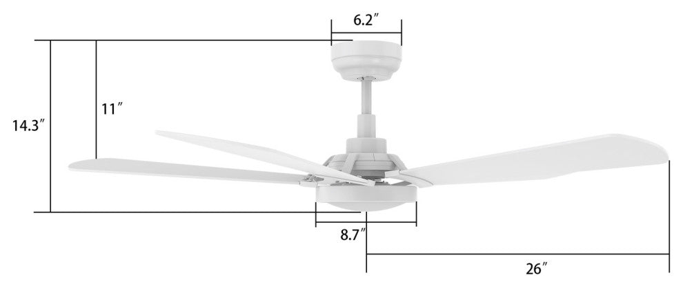 CARRO 52'' Smart Voice Control Ceiling Fan With Remote and Dim LED Lights, White