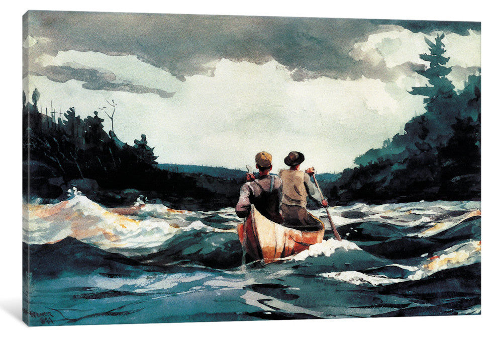 "Canoe inthe Rapids 1897" by Winslow Homer, 26x18x1.5"