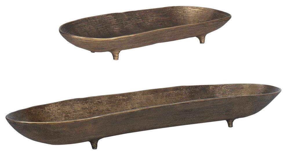 Uttermost Stratum Oval Brass Bowls Set of 2