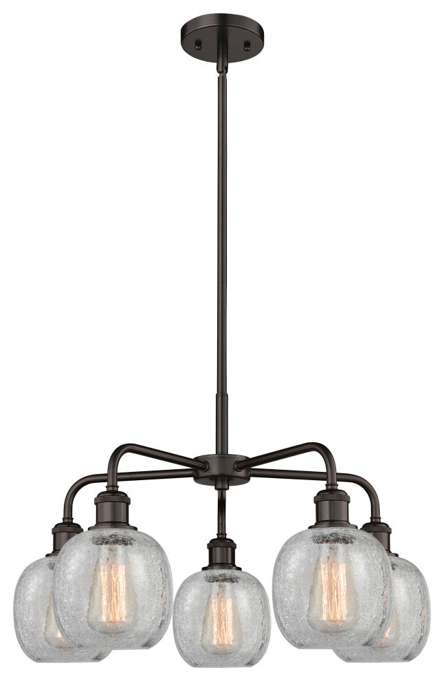 Belfast 5-Light 24" Stem Chandelier, Oil Rubbed Bronze, Clear Crackle