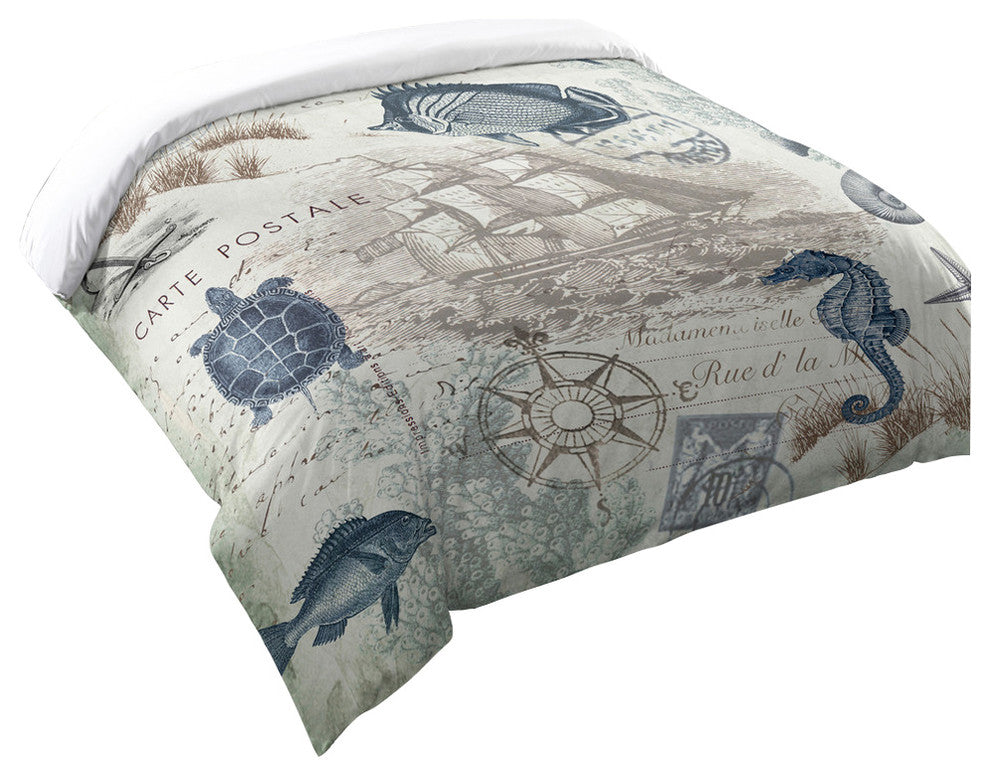 Laural Home Seaside Postcard Comforter, Queen