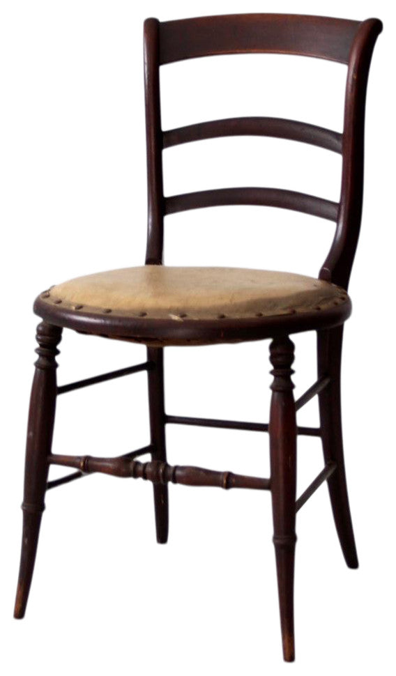 Consigned, Antique Wood Chair with Upholstered Seat