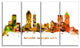 "Atlanta Georgia Skyline" Cityscape Painting Canvas Print, 4 Panels, 48"x28"