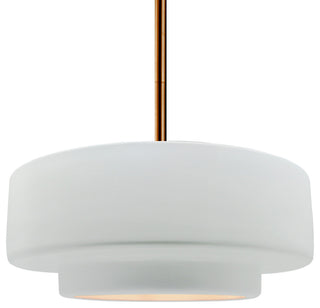 Radiance Medium Tier Pendant, Gloss White Frame, Brushed Brass-Rigid Stem Kit