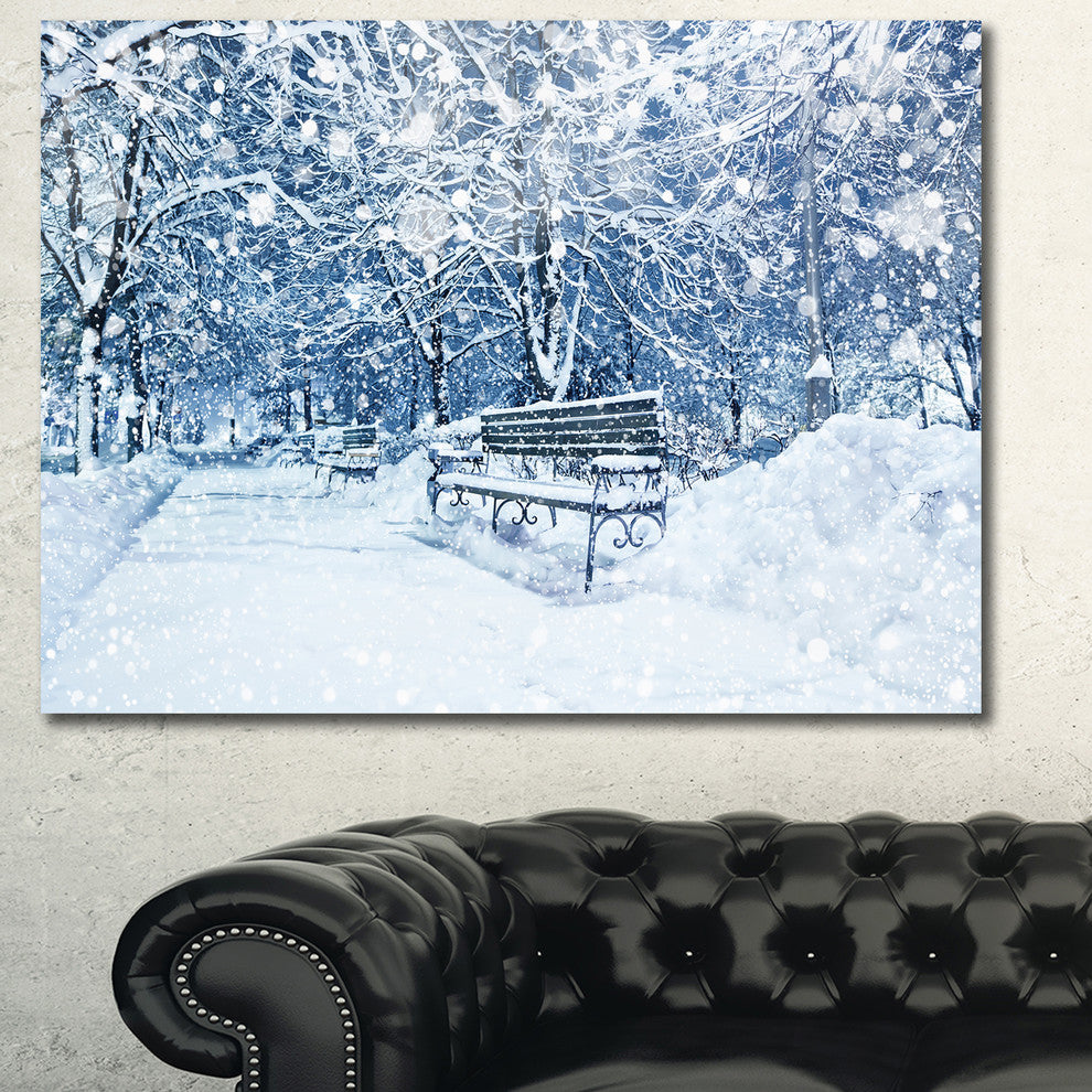 City Covered with Snow, Landscape Canvas Art Print, 40"x30"
