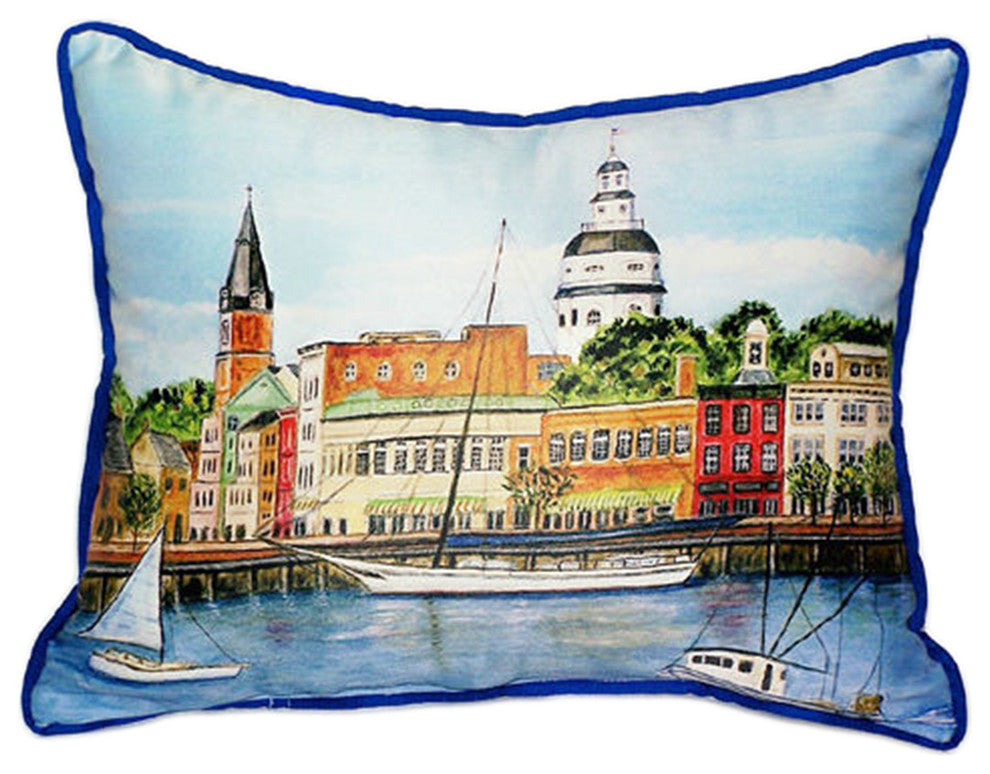 Betsy Drake Annapolis City Dock Extra Large 20 X 24 Indoor / Outdoor Pillow