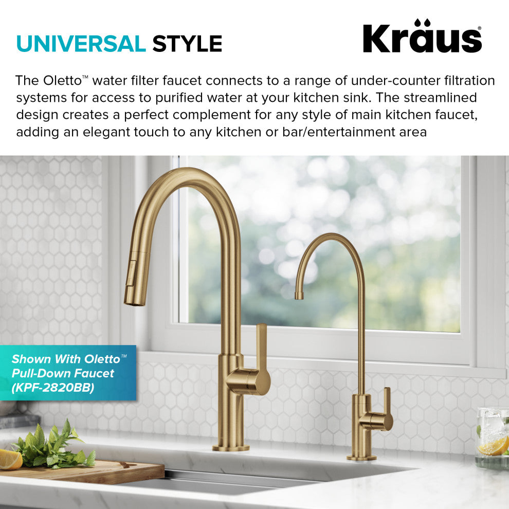 KRAUS Oletto 1-Handle Drinking Water Filter Faucet, Brushed Brass