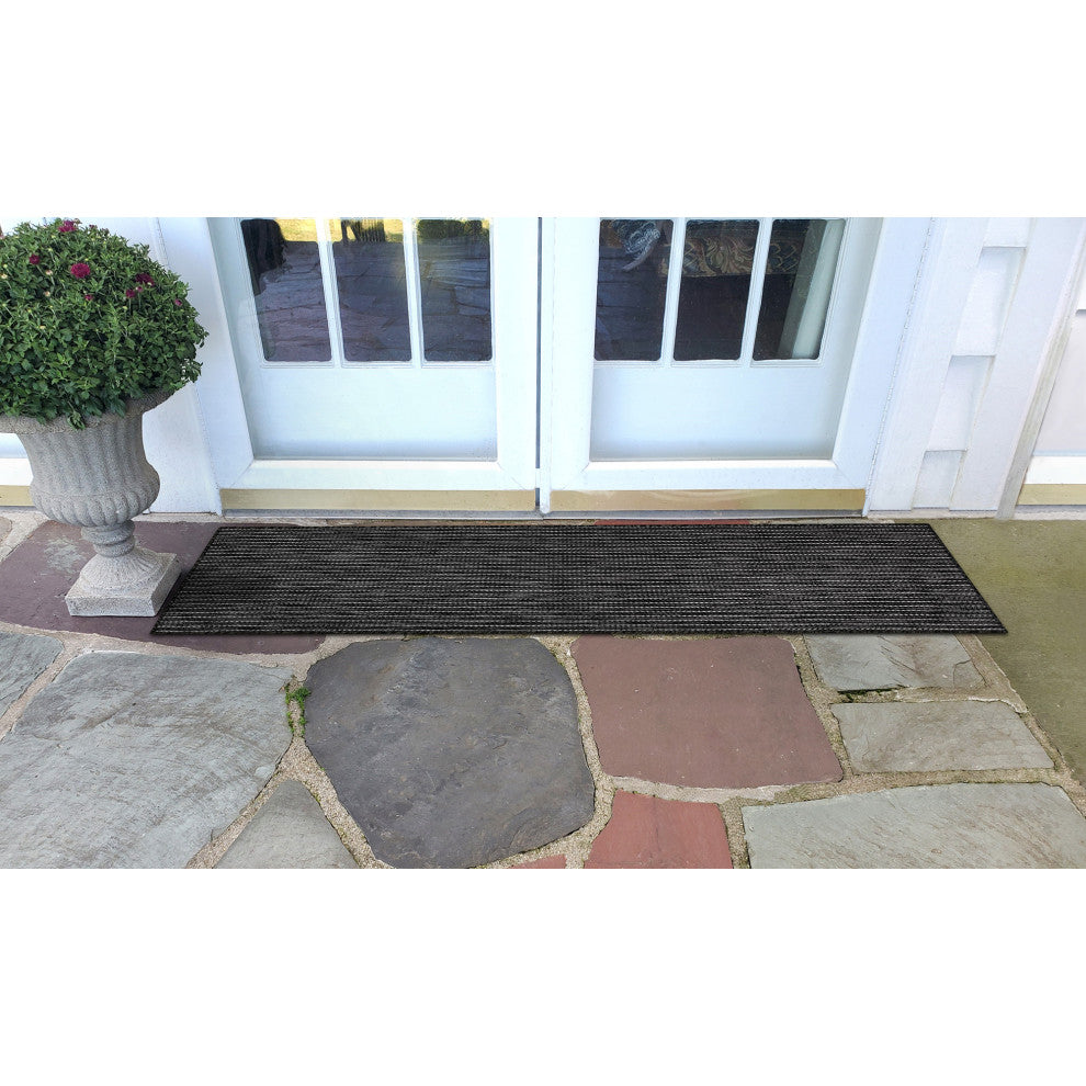 Carmel Texture Stripe Indoor/Outdoor Rug, Black, 1'11"x4'11" Runner