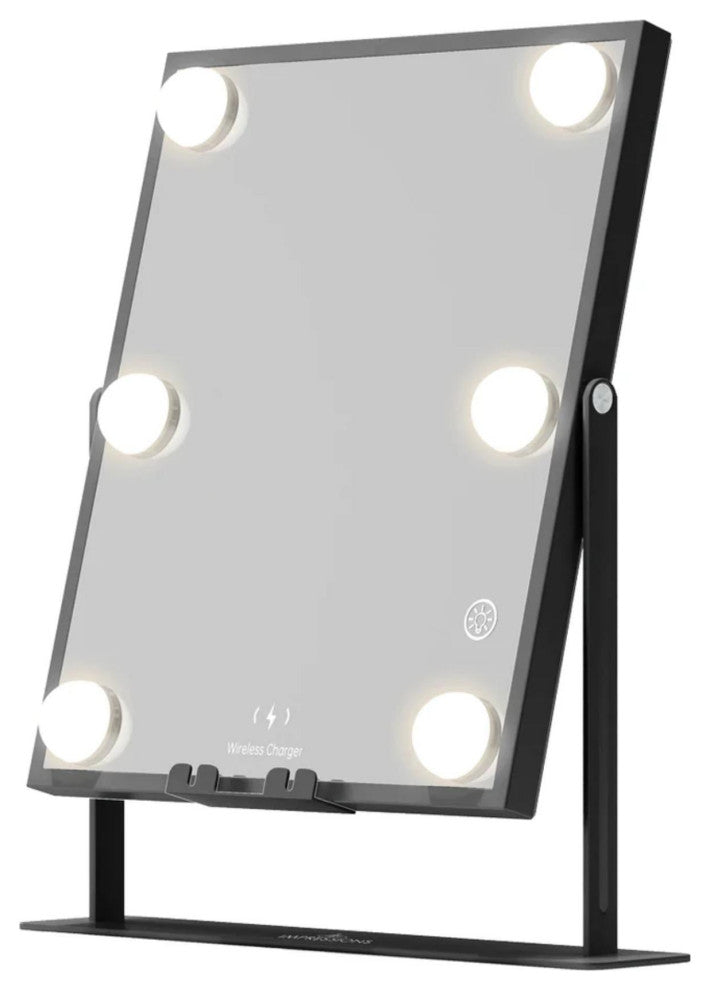 Hollywood Tri-Tone LED Modern Makeup Mirror, Black