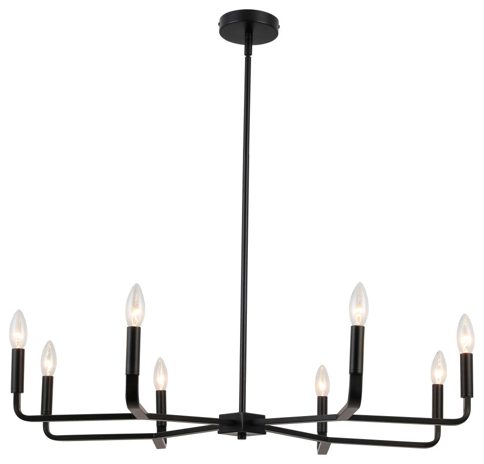Colette Contemporary 8 Light Matte Black Metal Chandelier