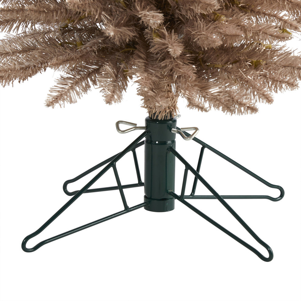 6' Champagne Pencil Faux Xmas Tree W/ Multifunction Lights & Bendable Branches