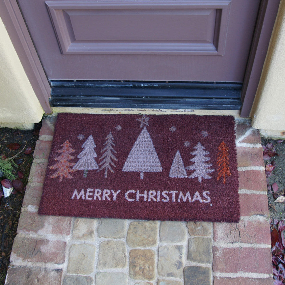 Rubber-Cal "Oh, Christmas Tree!" Red Christmas Welcome Mat 15mm X 18" X 30"