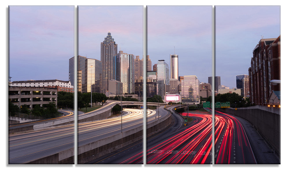 "Atlanta Georgia Rush Hour Traffic at Dusk" Wall Art, 48"x28", 4Panel