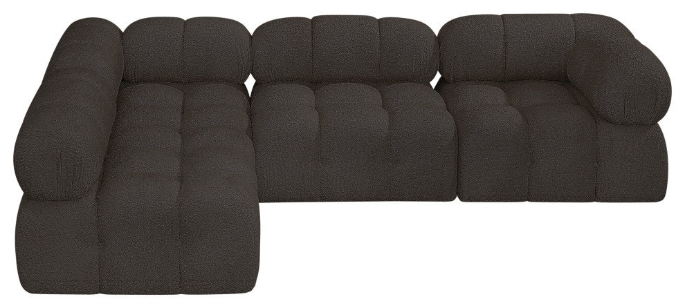 Ames Boucle Fabric L-Shaped Modular Sectional, Brown, 4-Piece: 2 Armless Chair, 2 Corner Chair