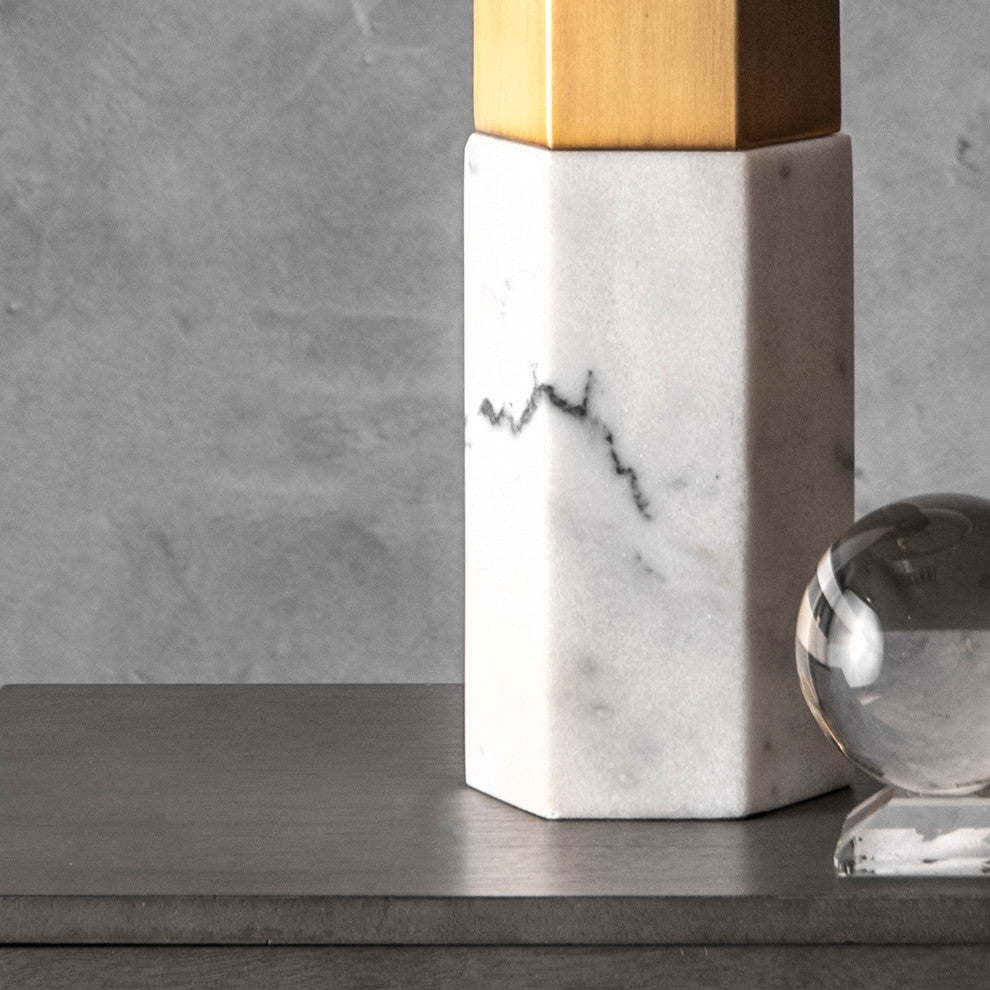 Nuloom 27" Dawn Marble Monolith Linen Shade Marble, 3-Way Switch Table Lamp