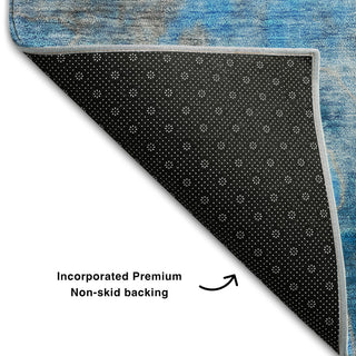 Premium Machine Washable Mayfield AMF562 Blue 8' x 8' Round Rug