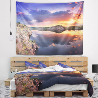 Large Summer Clouds Reflection Landscape Photography Wall Tapestry, 92"x78"