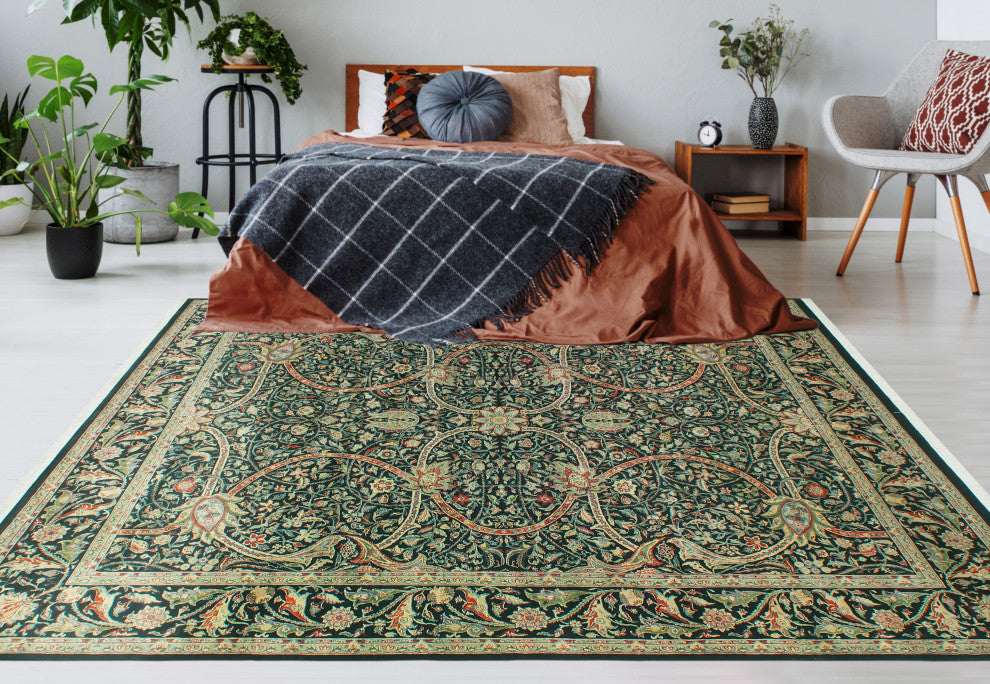 Pak-Persian Cingeswi Black/Green Rug, 8'0x10'2