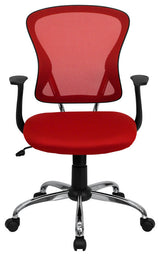 Mid-Back Mesh Swivel Task Chair with Chrome Base, Red