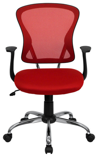 Mid-Back Mesh Swivel Task Chair with Chrome Base, Red