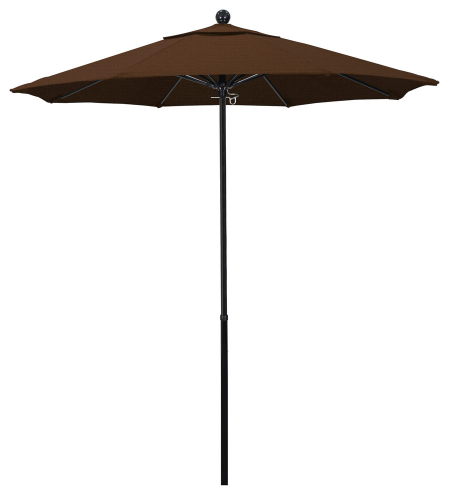 7.5'  Black Push Lift Fiberglass Umbrella, Teak Olefin