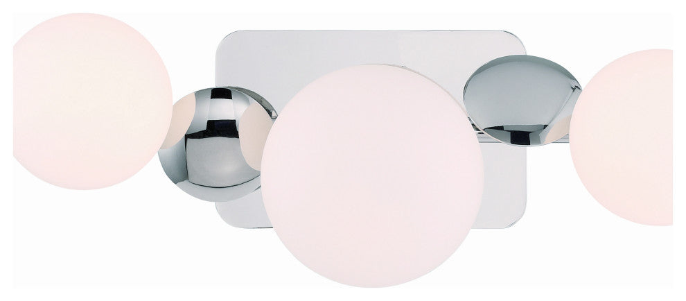 Vine, Vanity, 3Lt, Polished Nickel, Opal Glass