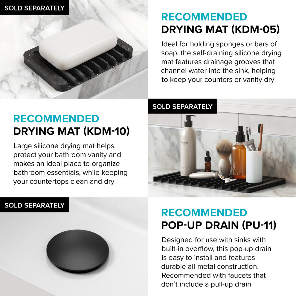 KRAUS Elavo 22 in. Oval Porcelain Ceramic Self-Rimming Drop, Bathroom Sink
